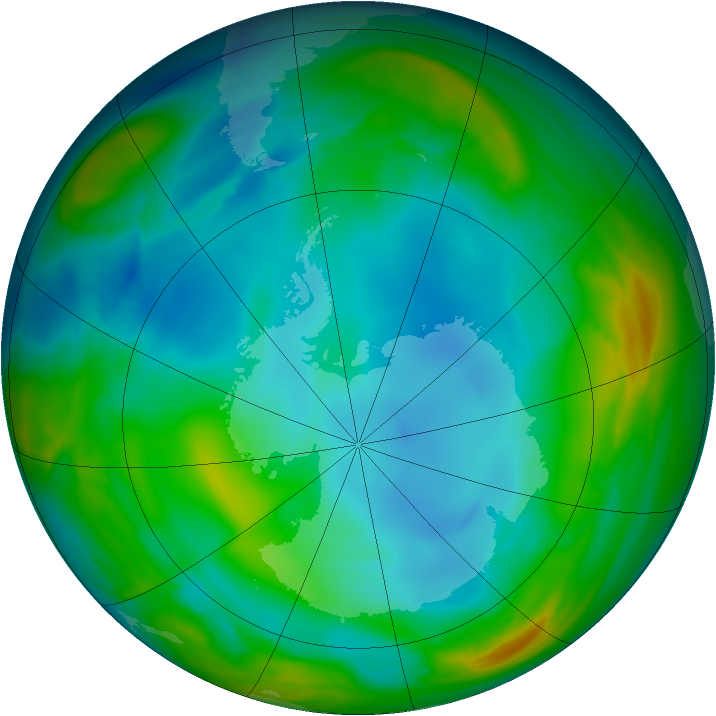 Antarctic ozone map for 30 June 2007